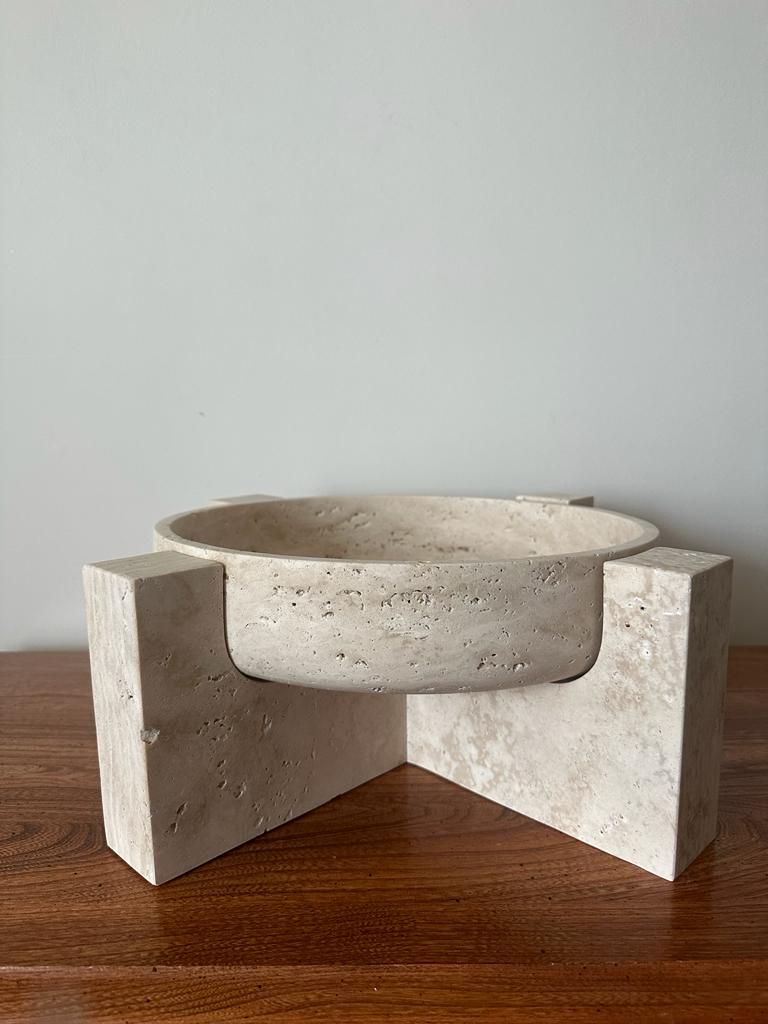 Sculptural Travertine Fruit Bowl